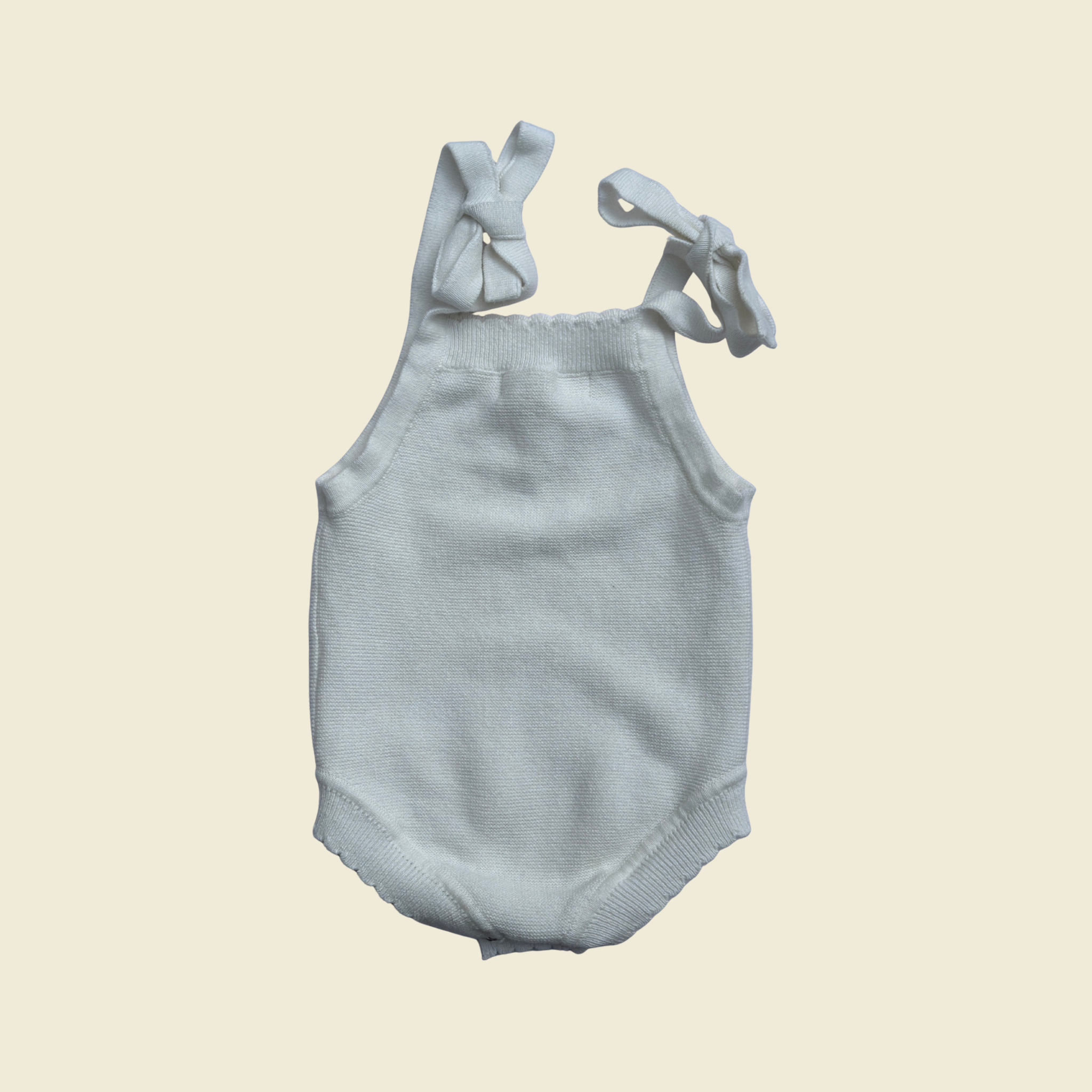 Petite & Co White Knit Romper | 0–3 Months