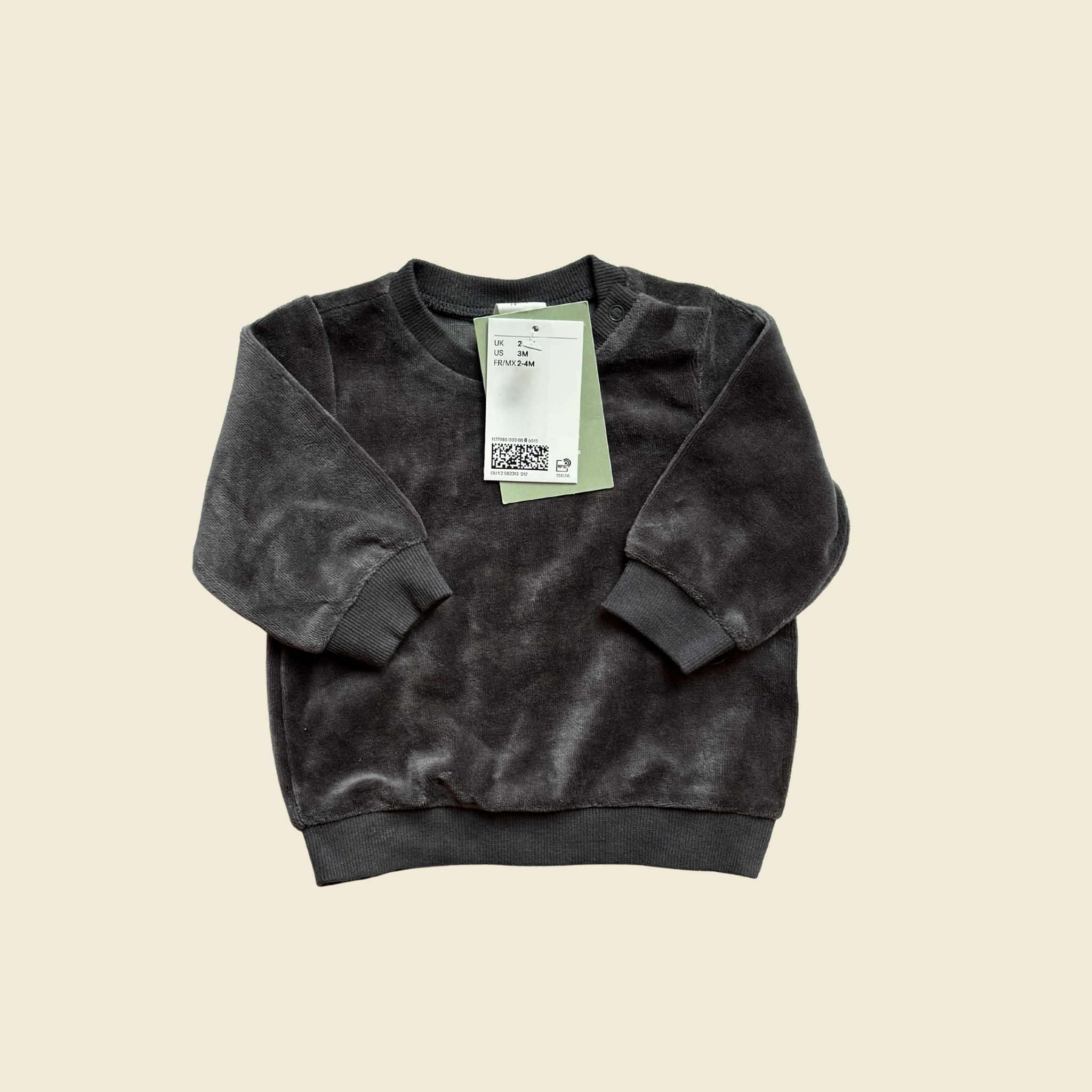 H&M Velvet Pullover Sweatshirt | 0-3 Months
