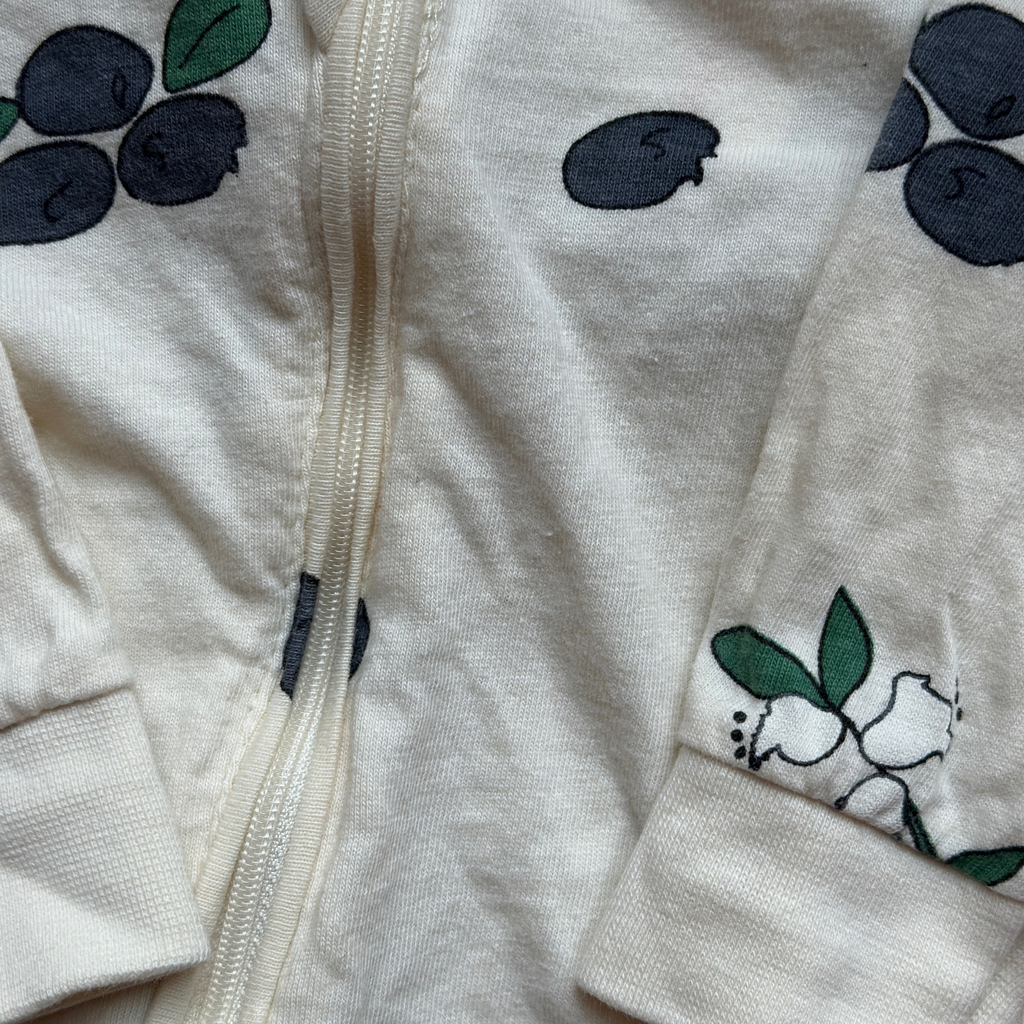 Mother's Promise Organic Cotton Blueberry Print Zip Up Sleeper | 0-3 Months