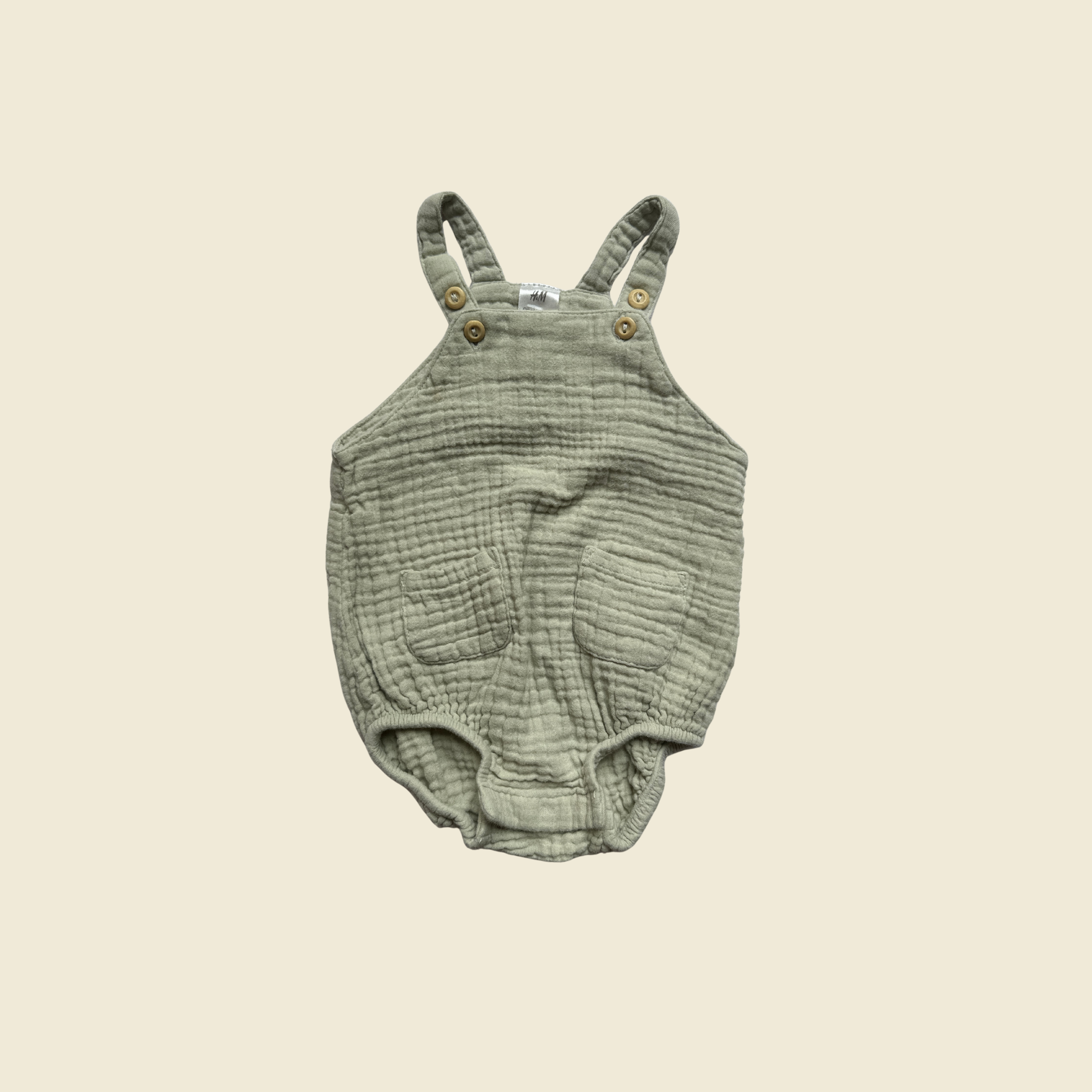 H&M Green Muslin Romper | 0–3 Months
