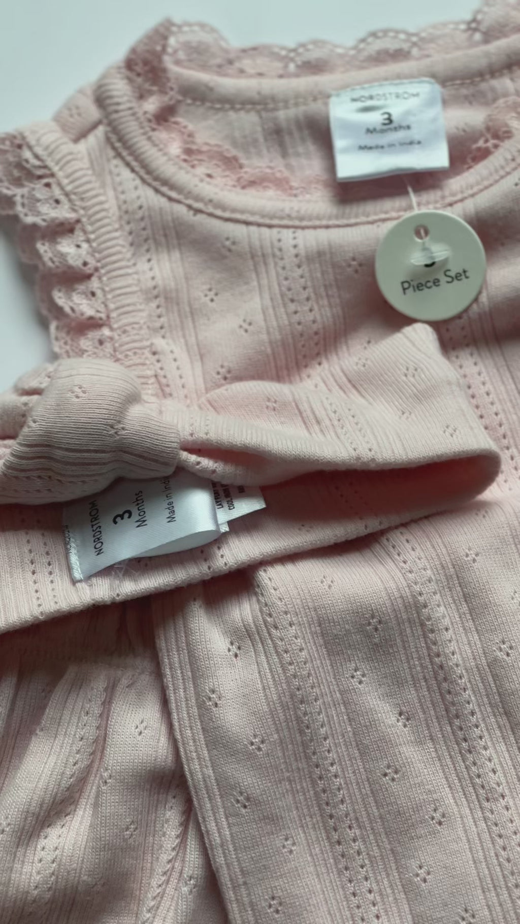 Nordstrom Pointelle Bodysuit, Shorts & Headband Set |3 Months