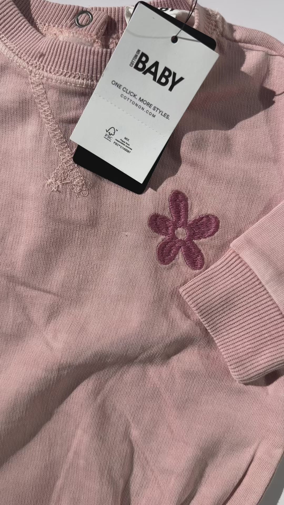 CottonOn Embroidered Sweater Onesie | 0–3 Months